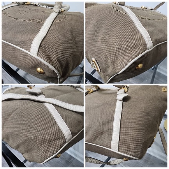 Authentic Prada Canapa Logo Jacquard Tote Beige/Brown - Picture 11 of 16